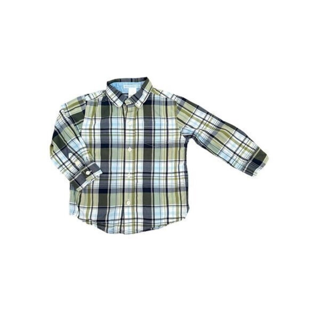 Janie And Jack Green And Blue Plaid Button Up